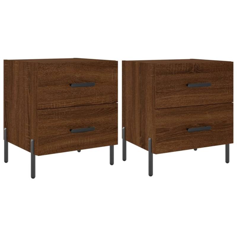 vidaXL Nachttische 2Stk Braun Eichen-Optik 40x35x47,5cm Holzwerkstoff Modell 11 von VIDAXL