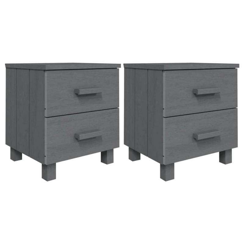 vidaXL Nachttische HAMAR 2 Stk Dunkelgrau 40x35x44,5 cm Massivholz von VIDAXL