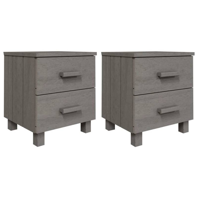 vidaXL Nachttische HAMAR 2 Stk Hellgrau 40x35x44,5 cm Massivholz von VIDAXL