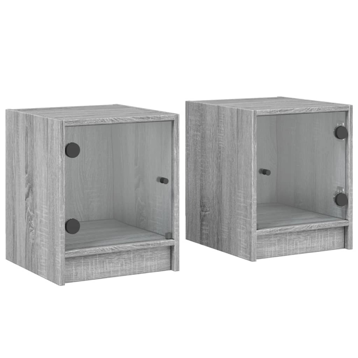 vidaXL Nachttische mit Glastüren 2 Stk Grau Sonoma 35x37x42 cm vidaXL Nachttische mit Glastüren 2 Stk Grau Sonoma 35x37x42 cm von VIDAXL