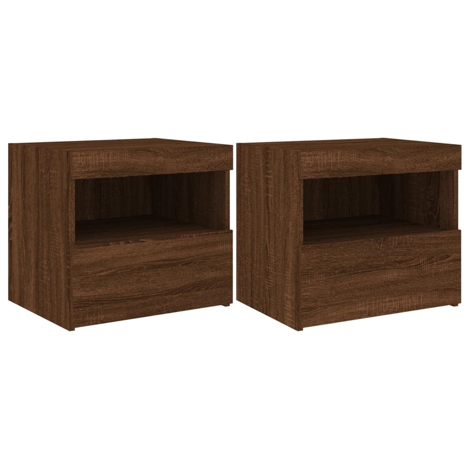 vidaXL Nachttische mit LED-Leuchten 2 Stk Braun Eiche 50x40x45 cm vidaXL Nachttische mit LED-Leuchten 2 Stk Braun Eiche 50x40x45 cm von VIDAXL