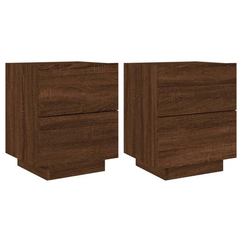 vidaXL Nachttische mit LED-Leuchten 2 Stk Braun Eiche Holzwerkstoff von VIDAXL