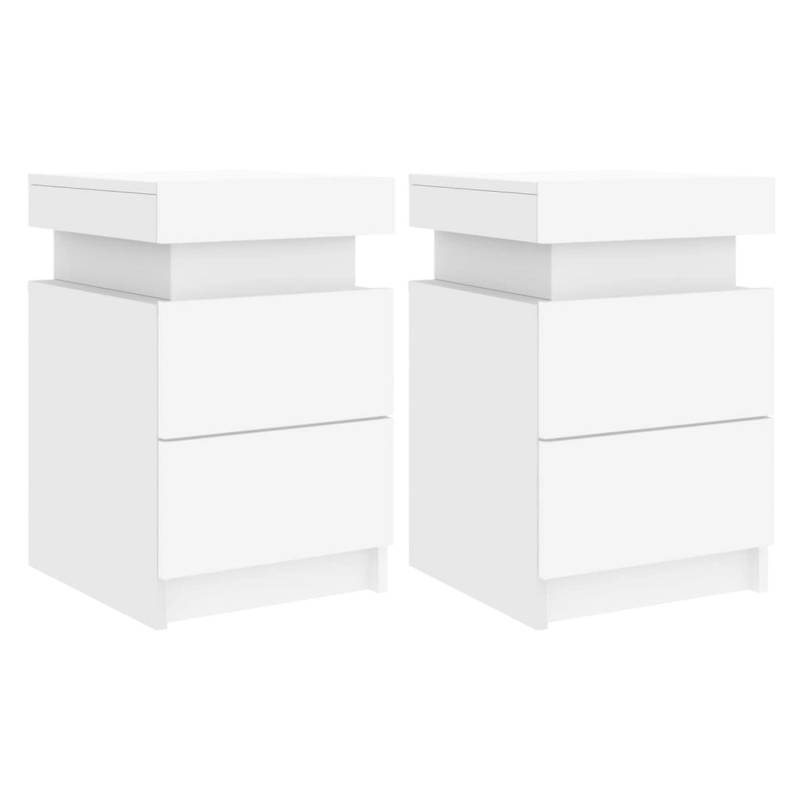 vidaXL Nachttische mit LED-Leuchten 2 Stk Weiß 35x39x55 cm von VIDAXL