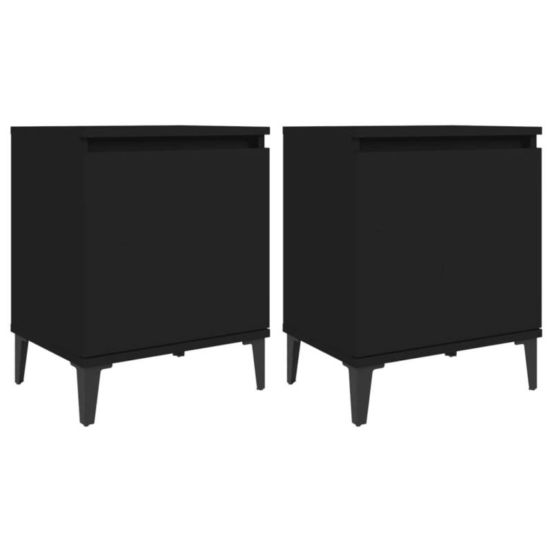 vidaXL Nachttische mit Metallbeinen 2 Stk Schwarz 40x30x50 cm von VIDAXL