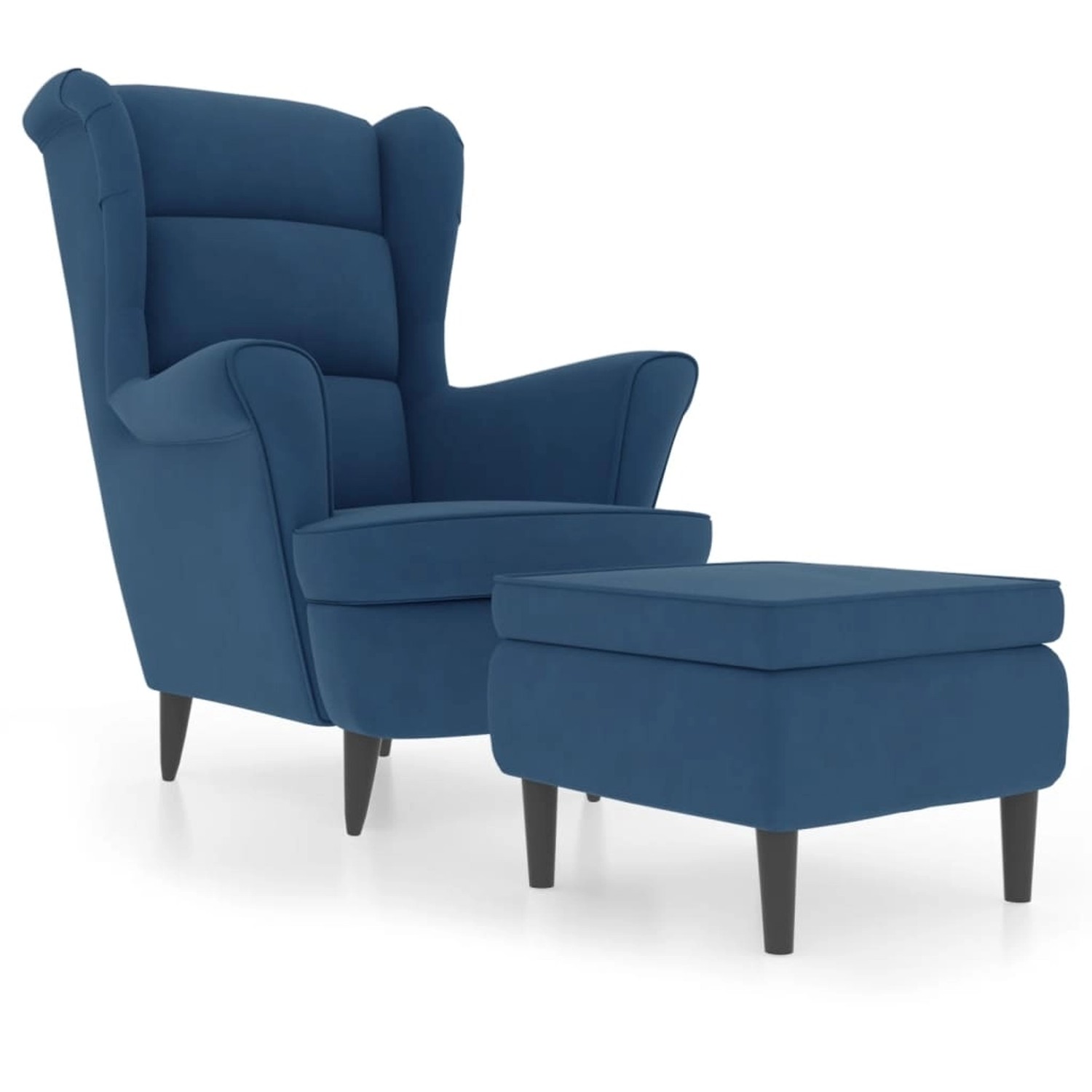 vidaXL Ohrensessel mit Hocker Blau Samt vidaXL Ohrensessel mit Hocker Blau Samt von VIDAXL