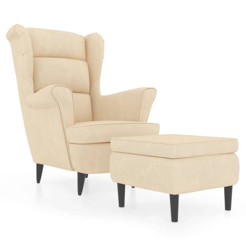vidaXL Ohrensessel mit Hocker Creme Samt von VIDAXL