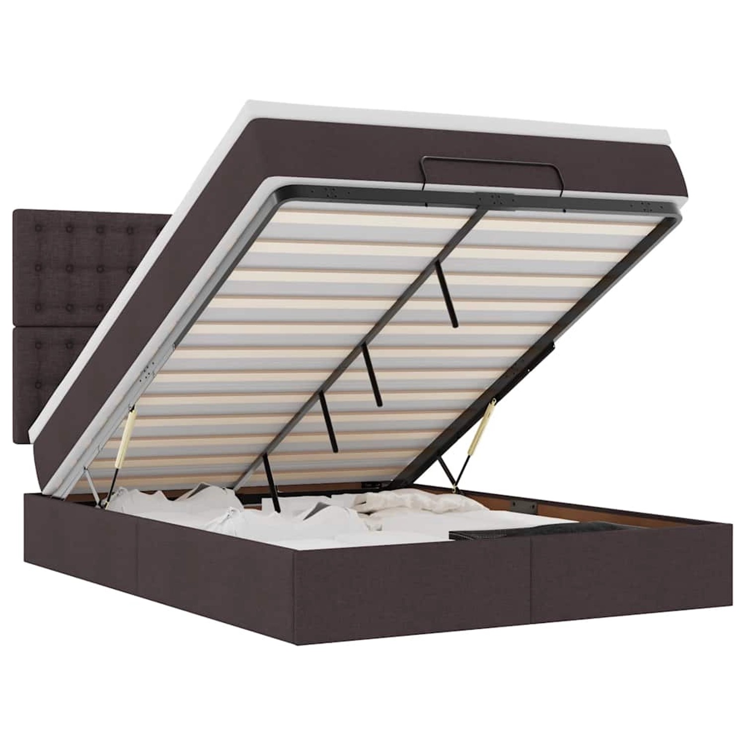vidaXL Ottoman-Bett mit Matratze & LEDs Dunkelbraun 140x200 cm Stoff 3314179 vidaXL Ottoman-Bett mit Matratze & LEDs Dunkelbraun 140x200 cm Stoff 3314179 von VIDAXL