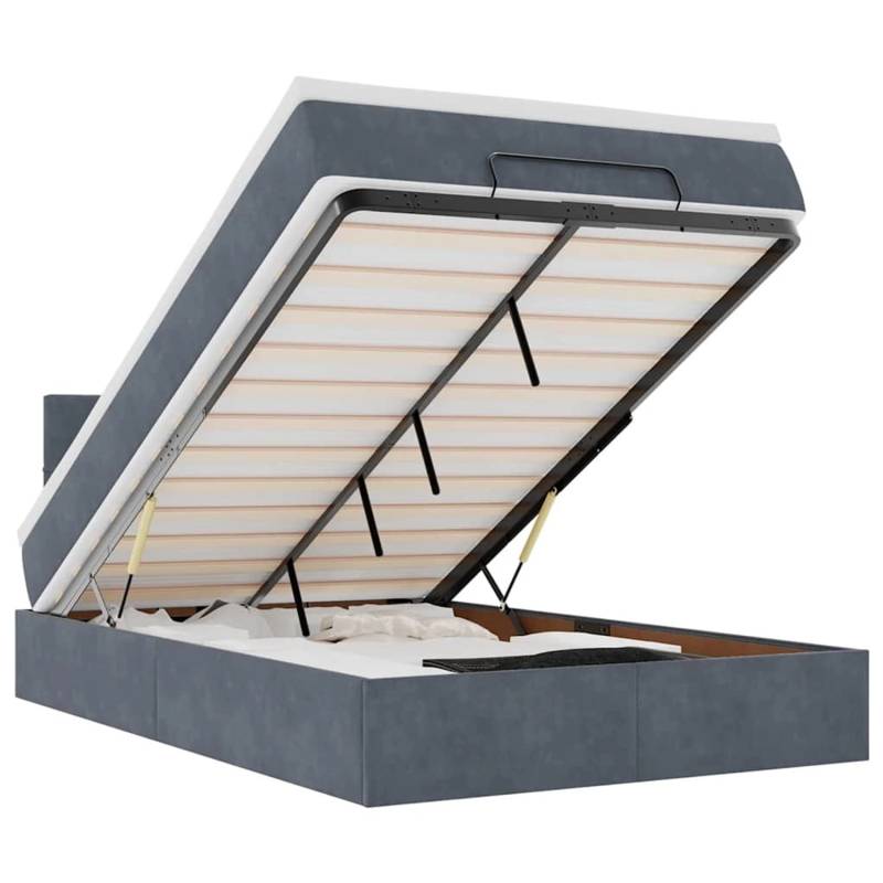 vidaXL Ottoman-Bett mit Matratze & LEDs Dunkelgrau 120x200 cm Samt 3312615 vidaXL Ottoman-Bett mit Matratze & LEDs Dunkelgrau 120x200 cm Samt 3312615 von VIDAXL