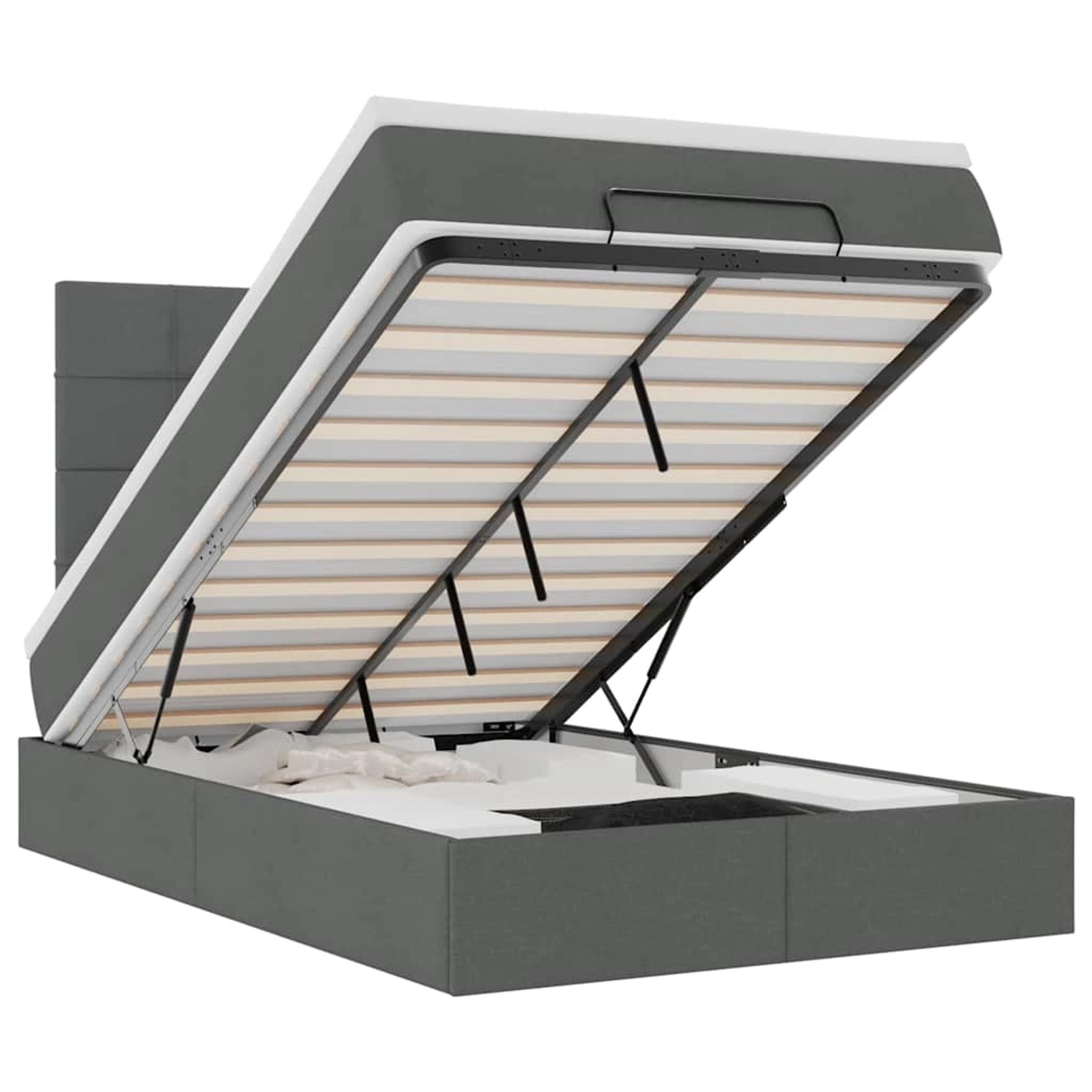 vidaXL Ottoman-Bett mit Matratze & LEDs Dunkelgrau 120x200 cm Stoff 3313997 vidaXL Ottoman-Bett mit Matratze & LEDs Dunkelgrau 120x200 cm Stoff 3313997 von VIDAXL