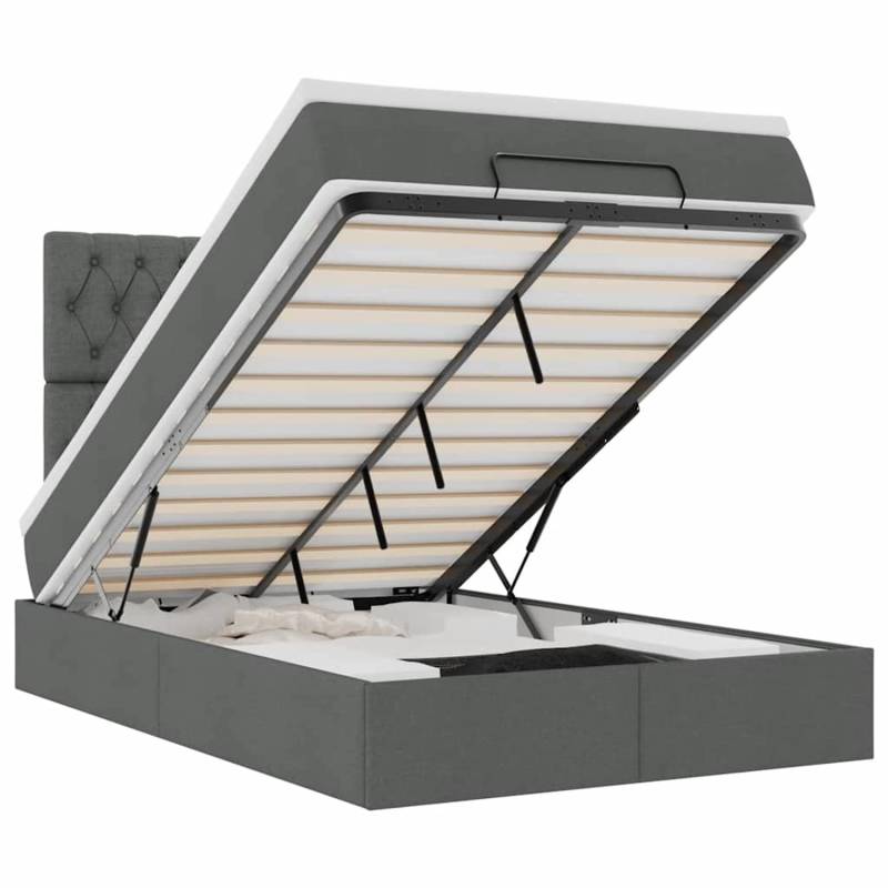 vidaXL Ottoman-Bett mit Matratze & LEDs Dunkelgrau 120x200 cm Stoff 3314080 vidaXL Ottoman-Bett mit Matratze & LEDs Dunkelgrau 120x200 cm Stoff 3314080 von VIDAXL