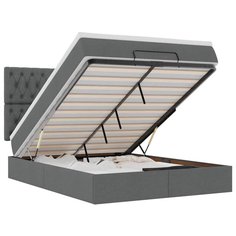 vidaXL Ottoman-Bett mit Matratze & LEDs Dunkelgrau 140x200 cm Stoff 3314094 vidaXL Ottoman-Bett mit Matratze & LEDs Dunkelgrau 140x200 cm Stoff 3314094 von VIDAXL