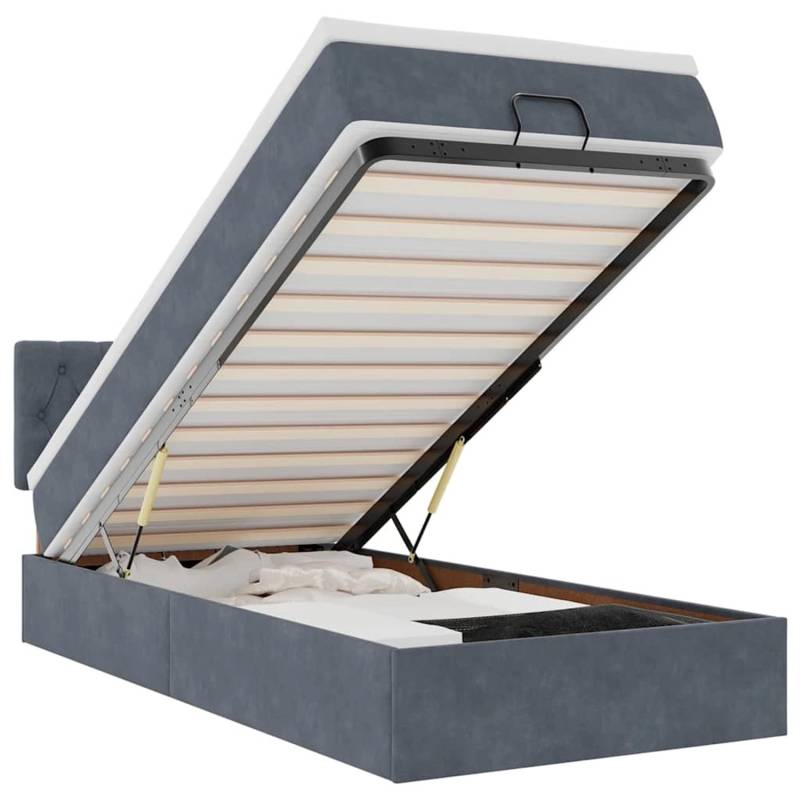 vidaXL Ottoman-Bett mit Matratze & LEDs Dunkelgrau 90x200 cm Samt 3312669 von VIDAXL