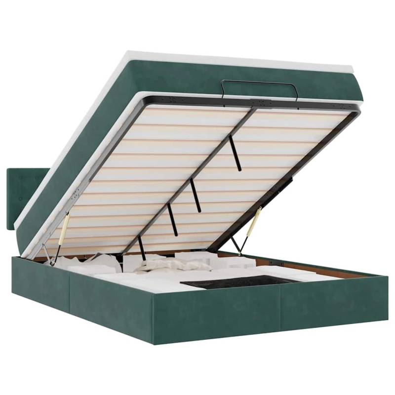 vidaXL Ottoman-Bett mit Matratze & LEDs Dunkelgrün 140x200 cm Samt 3312773 vidaXL Ottoman-Bett mit Matratze & LEDs Dunkelgrün 140x200 cm Samt 3312773 von VIDAXL