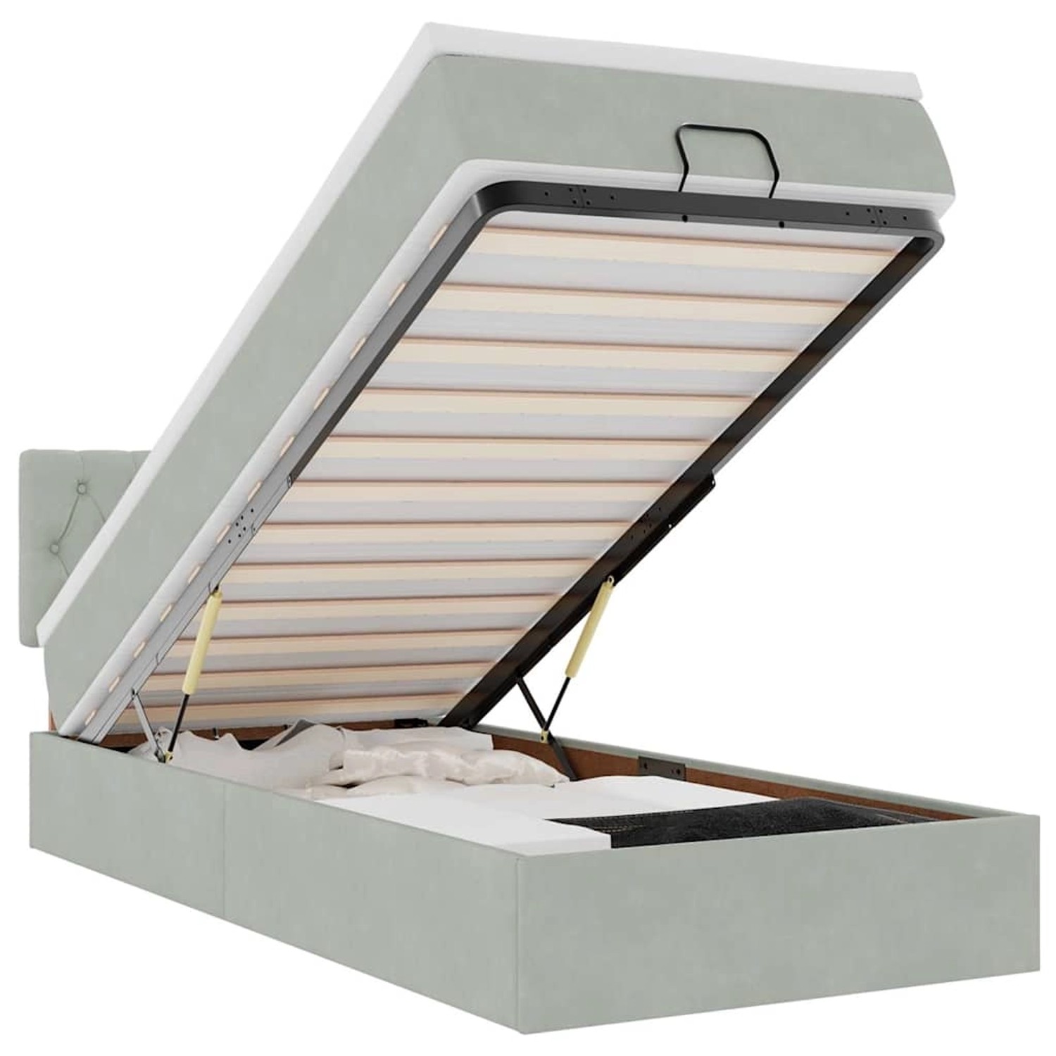 vidaXL Ottoman-Bett mit Matratze & LEDs Hellgrau 100x200 cm Samt 3312674 vidaXL Ottoman-Bett mit Matratze & LEDs Hellgrau 100x200 cm Samt 3312674 von VIDAXL