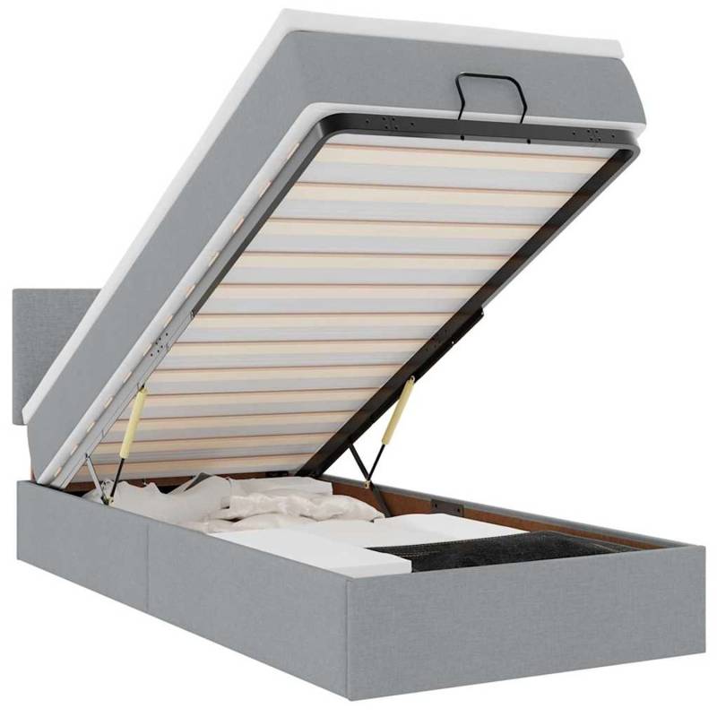 vidaXL Ottoman-Bett mit Matratze & LEDs Hellgrau 100x200 cm Stoff 3312201 von VIDAXL
