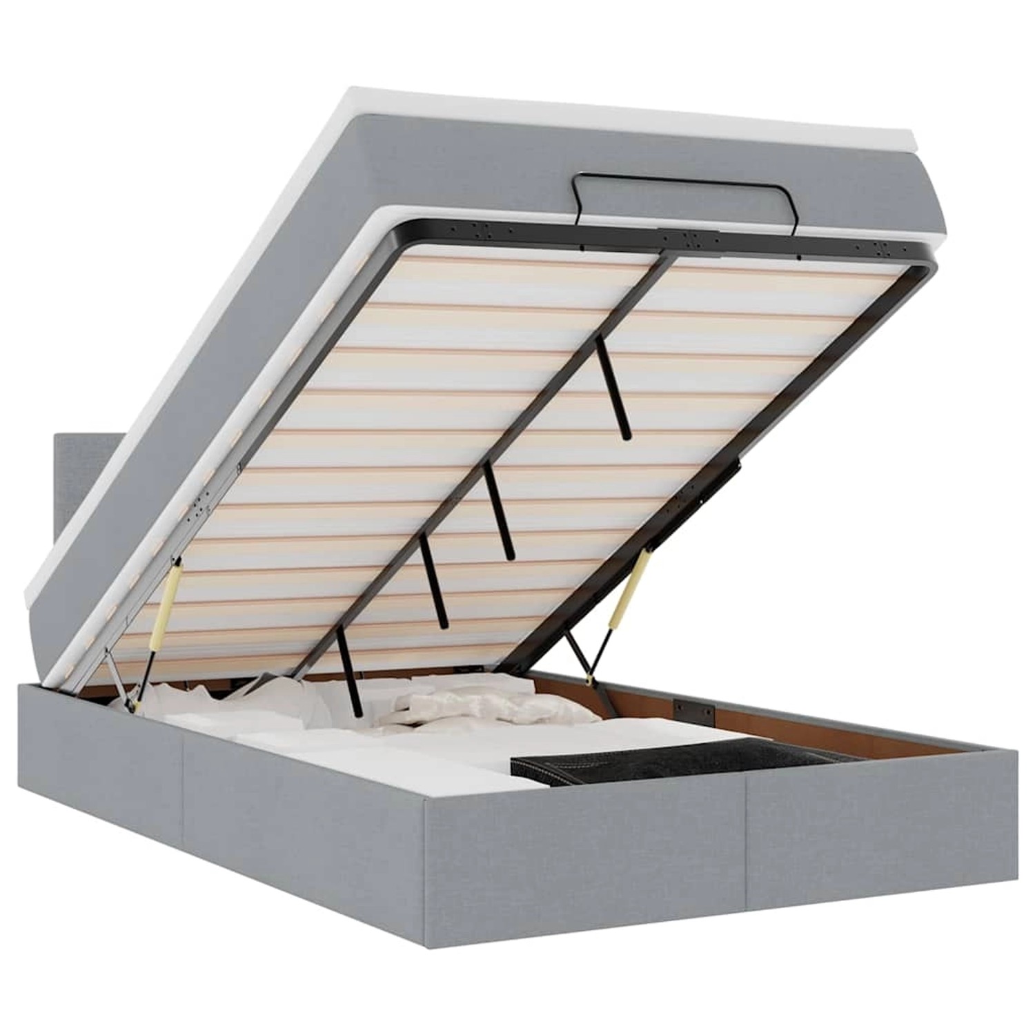 vidaXL Ottoman-Bett mit Matratze & LEDs Hellgrau 120x200 cm Stoff 3312215 vidaXL Ottoman-Bett mit Matratze & LEDs Hellgrau 120x200 cm Stoff 3312215 von VIDAXL