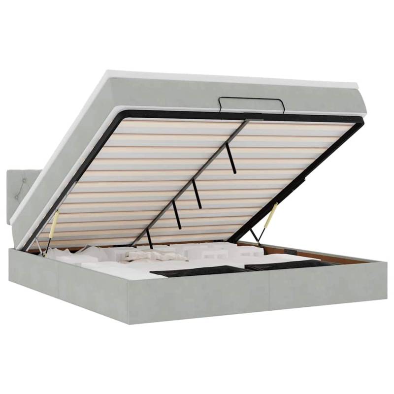 vidaXL Ottoman-Bett mit Matratze & LEDs Hellgrau 160x200 cm Samt 3312704 vidaXL Ottoman-Bett mit Matratze & LEDs Hellgrau 160x200 cm Samt 3312704 von VIDAXL