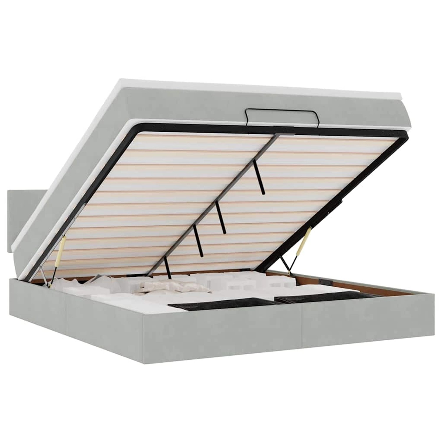 vidaXL Ottoman-Bett mit Matratze & LEDs Hellgrau 180x200 cm Samt 3312566 vidaXL Ottoman-Bett mit Matratze & LEDs Hellgrau 180x200 cm Samt 3312566 von VIDAXL