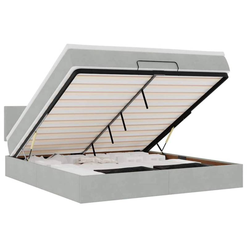 vidaXL Ottoman-Bett mit Matratze & LEDs Hellgrau 180x200 cm Samt 3312566 vidaXL Ottoman-Bett mit Matratze & LEDs Hellgrau 180x200 cm Samt 3312566 von VIDAXL