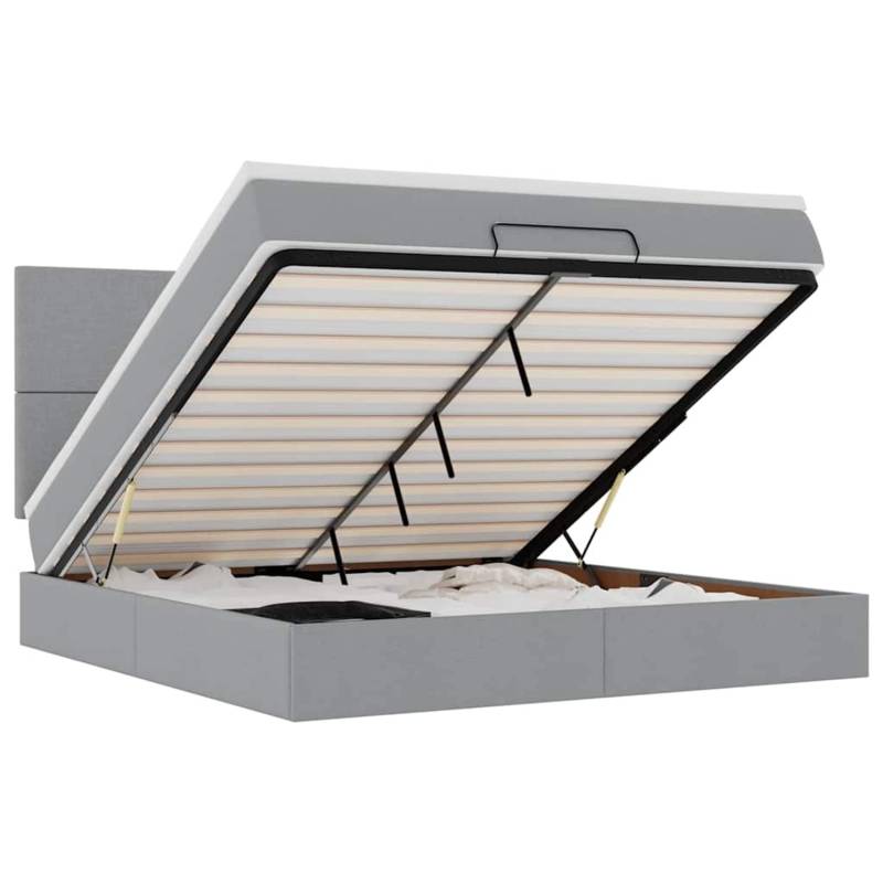 vidaXL Ottoman-Bett mit Matratze & LEDs Hellgrau 180x200 cm Stoff 3313941 vidaXL Ottoman-Bett mit Matratze & LEDs Hellgrau 180x200 cm Stoff 3313941 von VIDAXL