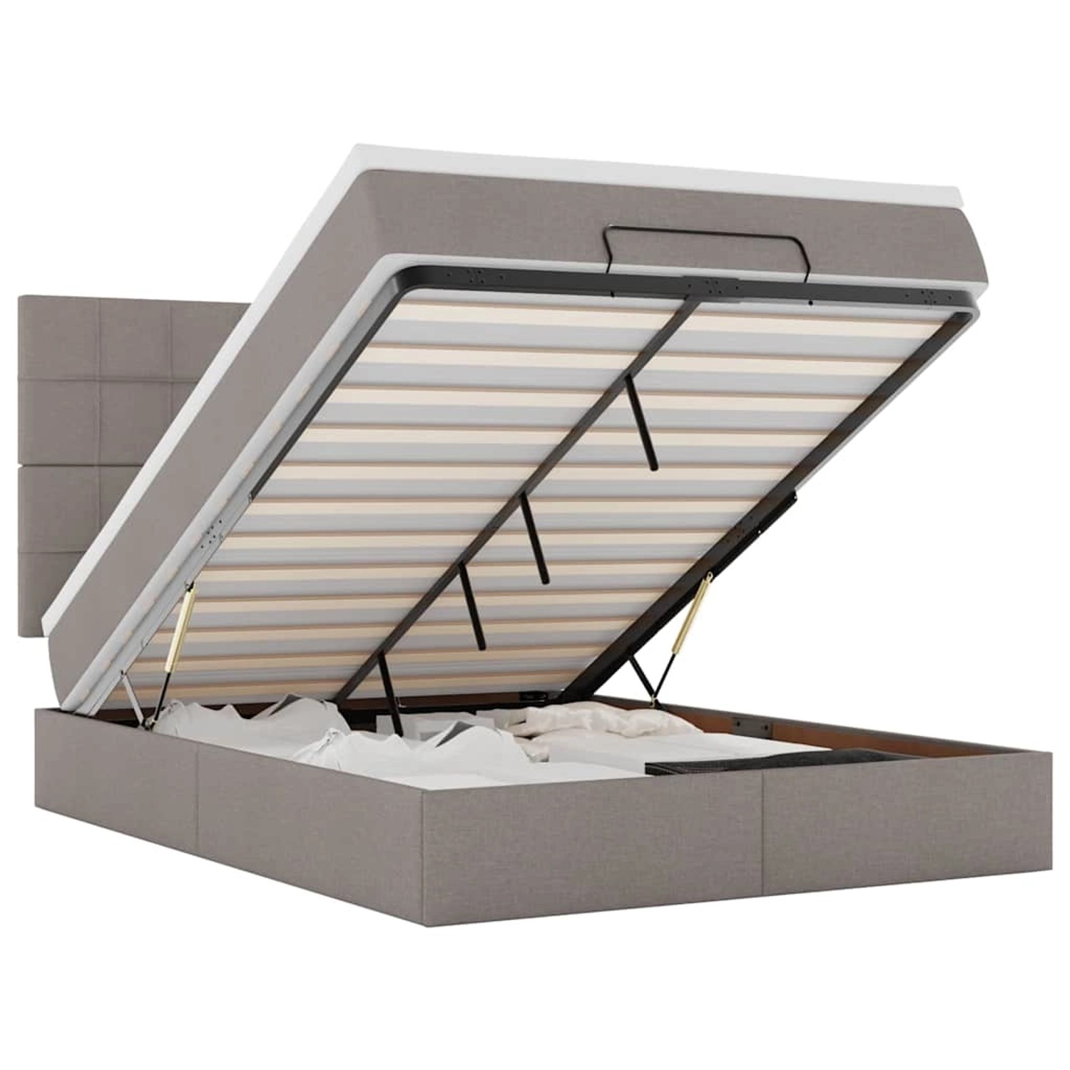 vidaXL Ottoman-Bett mit Matratze & LEDs Taupe 140x200 cm Stoff 3314014 vidaXL Ottoman-Bett mit Matratze & LEDs Taupe 140x200 cm Stoff 3314014 von VIDAXL