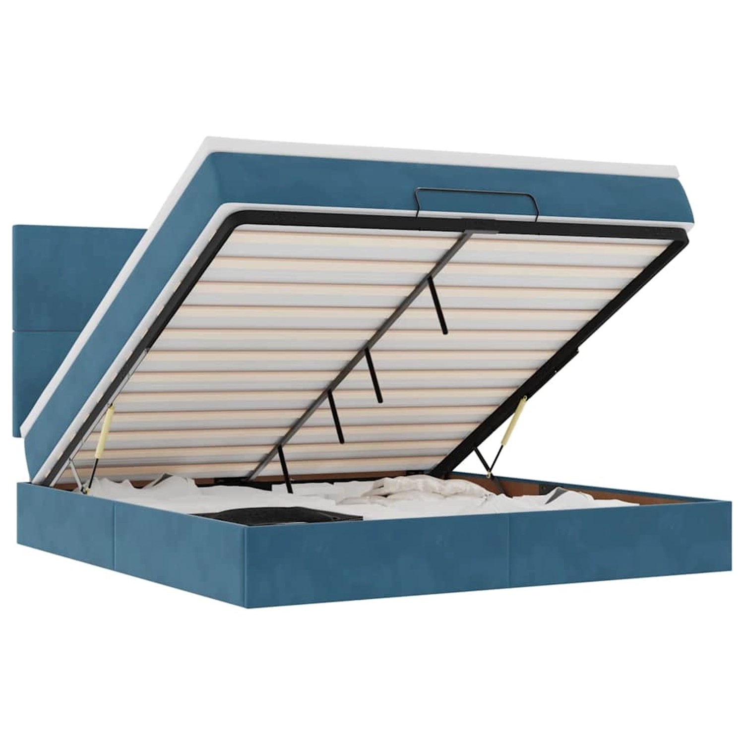 vidaXL Ottoman-Bett mit Matratzen & LEDs Dunkelblau 160x200 cm Samt 3314262 von VIDAXL
