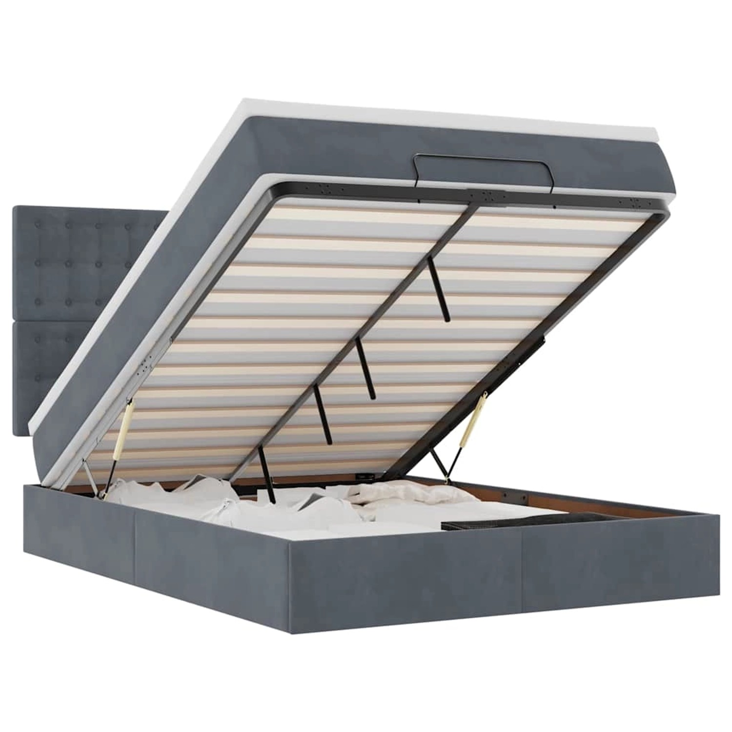vidaXL Ottoman-Bett mit Matratzen & LEDs Dunkelgrau 140x190 cm Samt 3314463 vidaXL Ottoman-Bett mit Matratzen & LEDs Dunkelgrau 140x190 cm Samt 3314463 von VIDAXL