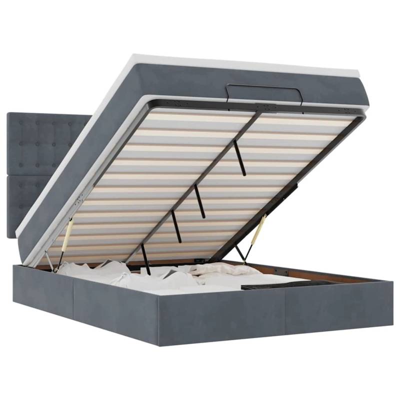 vidaXL Ottoman-Bett mit Matratzen & LEDs Dunkelgrau 140x190 cm Samt 3314463 von VIDAXL