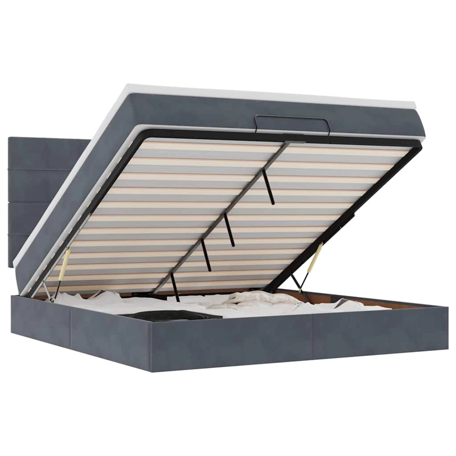 vidaXL Ottoman-Bett mit Matratzen & LEDs Dunkelgrau 160x200 cm Samt 3314331 vidaXL Ottoman-Bett mit Matratzen & LEDs Dunkelgrau 160x200 cm Samt 3314331 von VIDAXL