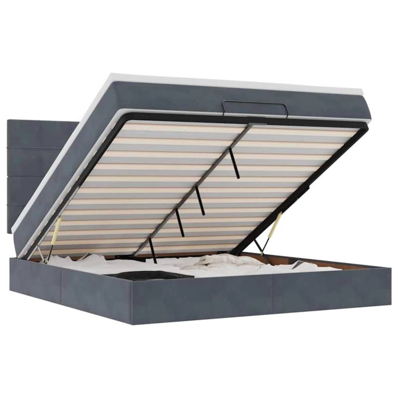 vidaXL Ottoman-Bett mit Matratzen & LEDs Dunkelgrau 160x200 cm Samt 3314331 von VIDAXL
