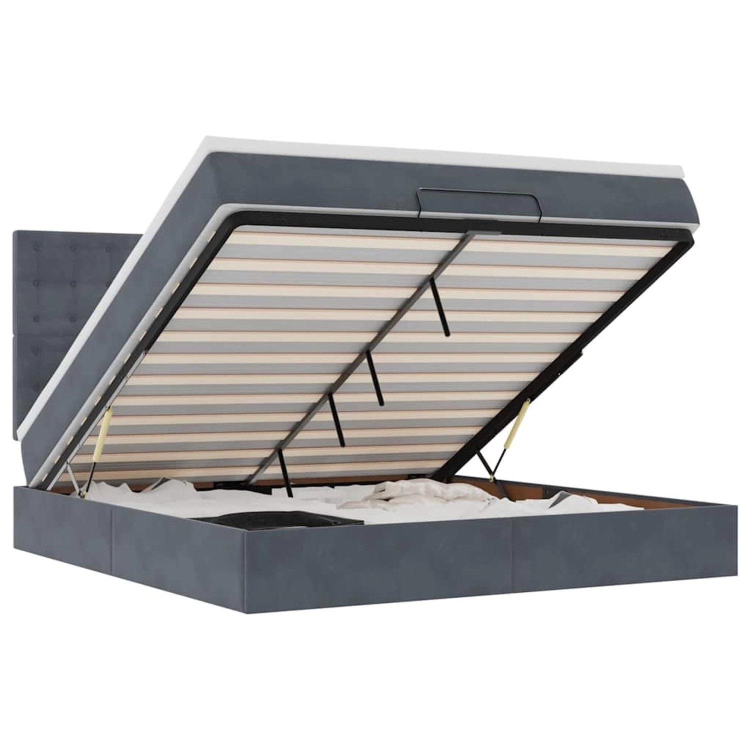 vidaXL Ottoman-Bett mit Matratzen & LEDs Dunkelgrau 160x200 cm Samt 3314475 vidaXL Ottoman-Bett mit Matratzen & LEDs Dunkelgrau 160x200 cm Samt 3314475 von VIDAXL