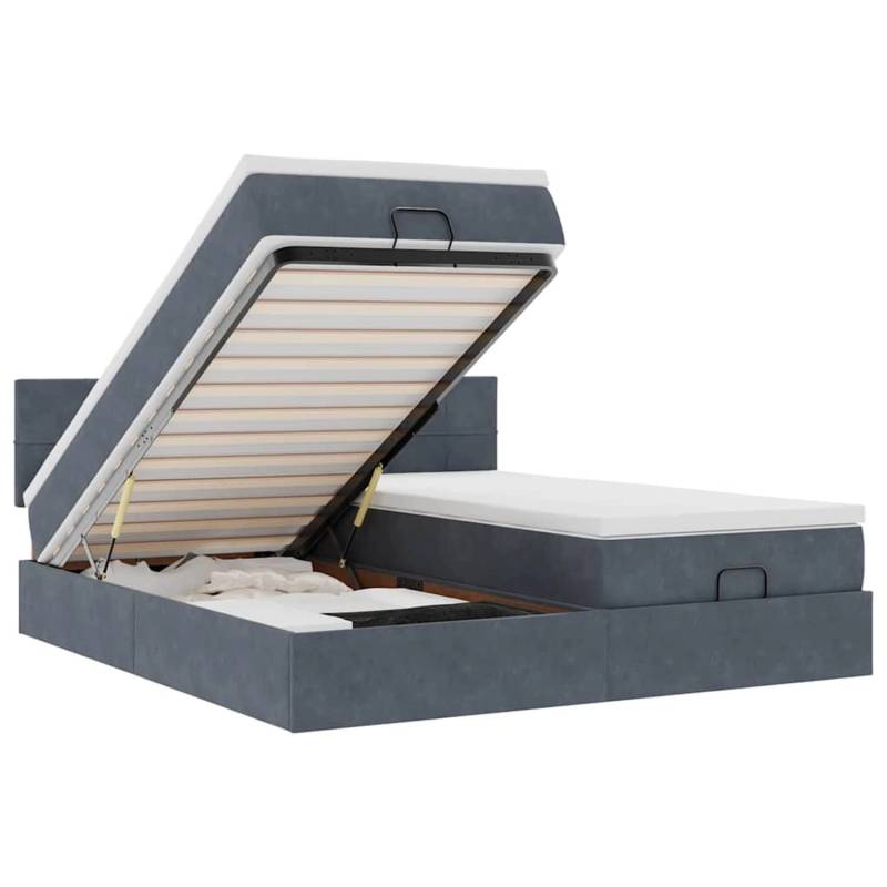 vidaXL Ottoman-Bett mit Matratzen & LEDs Dunkelgrau 180x200 cm Samt 3312924 von VIDAXL