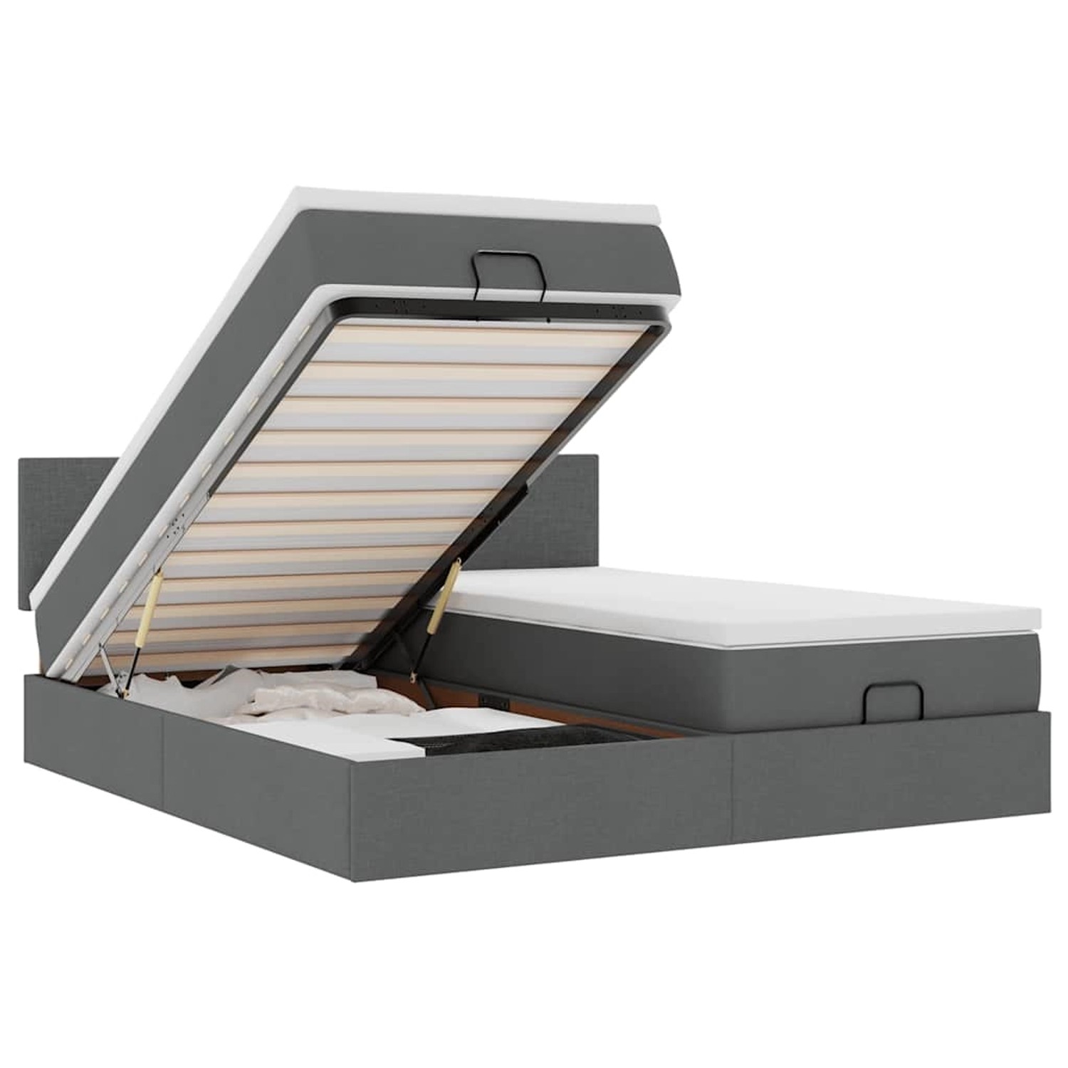 vidaXL Ottoman-Bett mit Matratzen & LEDs Dunkelgrau 180x200 cm Stoff 3312823 vidaXL Ottoman-Bett mit Matratzen & LEDs Dunkelgrau 180x200 cm Stoff 3312823 von VIDAXL