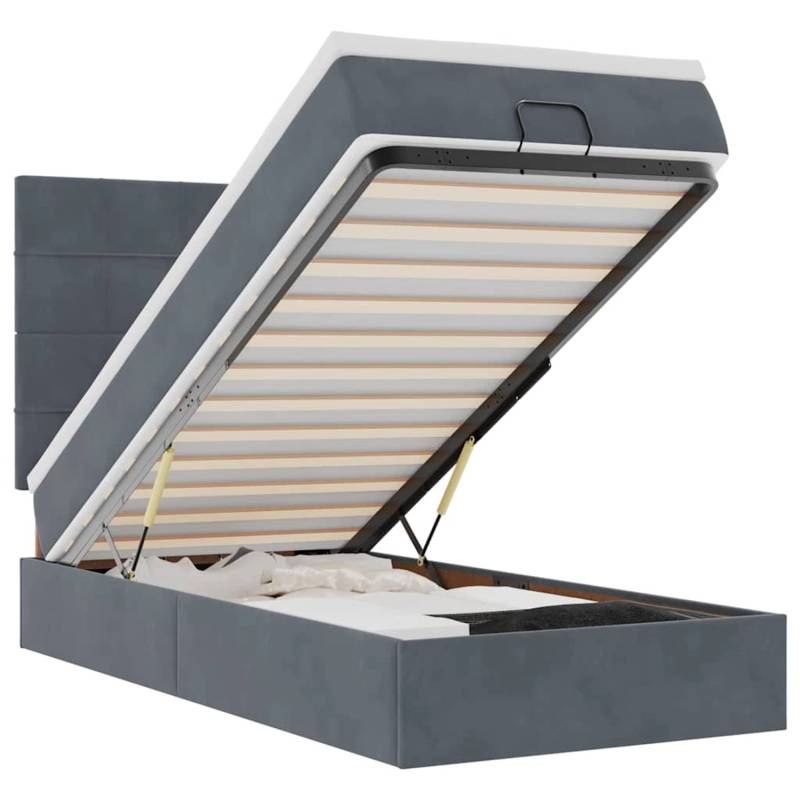 vidaXL Ottoman-Bett mit Matratzen & LEDs Dunkelgrau 80x200 cm Samt 3314283 von VIDAXL
