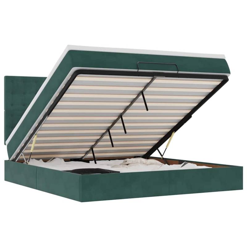 vidaXL Ottoman-Bett mit Matratzen & LEDs Dunkelgrün 160x200 cm Samt 3314477 vidaXL Ottoman-Bett mit Matratzen & LEDs Dunkelgrün 160x200 cm Samt 3314477 von VIDAXL