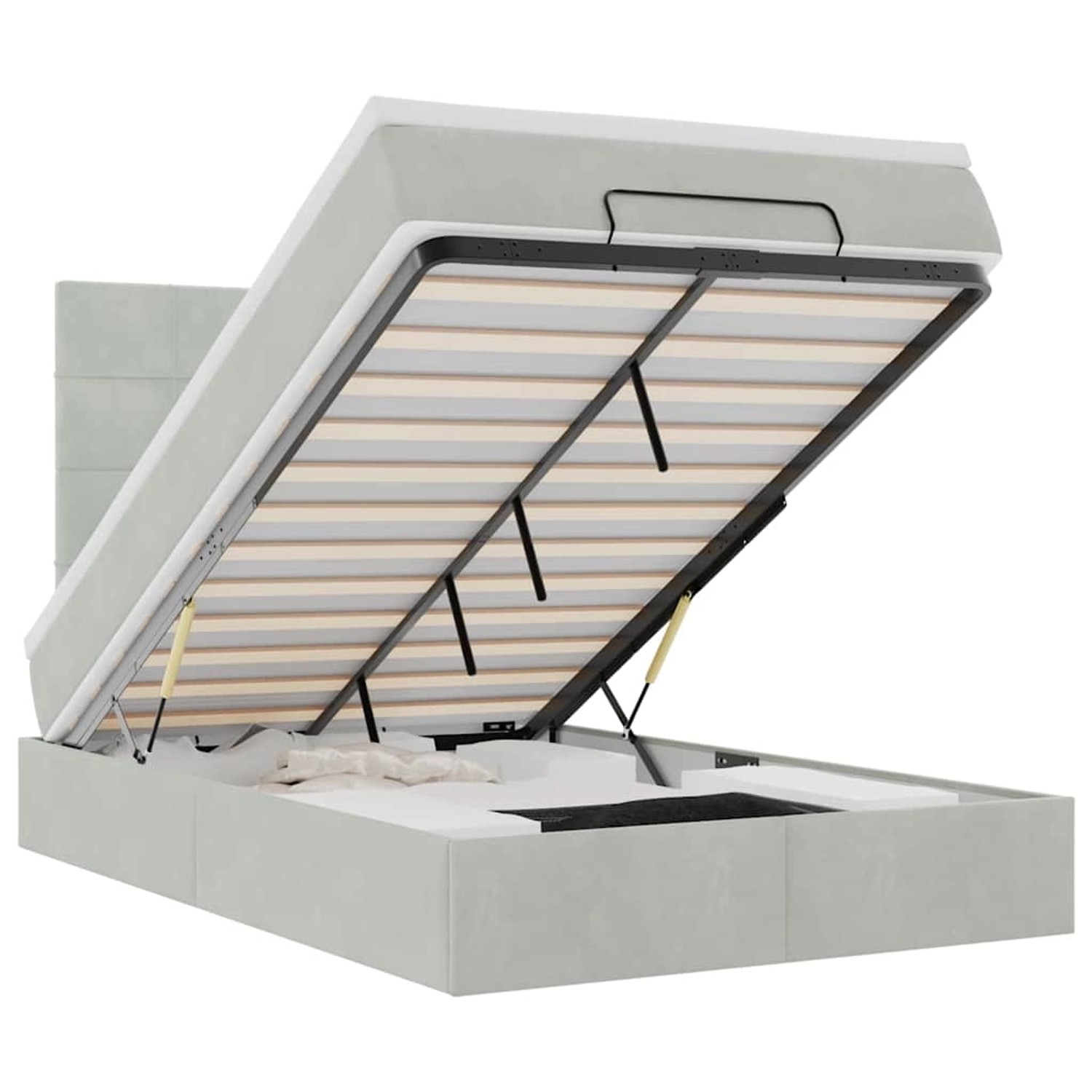 vidaXL Ottoman-Bett mit Matratzen & LEDs Hellgrau 120x200 cm Samt 3314312 vidaXL Ottoman-Bett mit Matratzen & LEDs Hellgrau 120x200 cm Samt 3314312 von VIDAXL