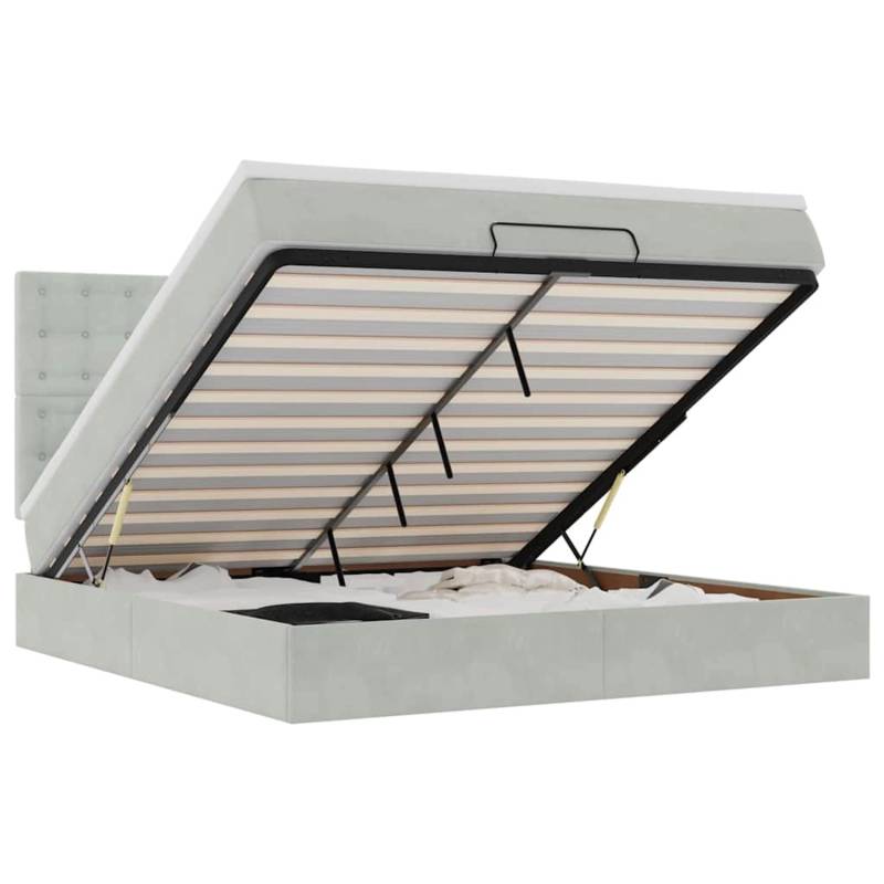 vidaXL Ottoman-Bett mit Matratzen & LEDs Hellgrau 180x200 cm Samt 3314480 vidaXL Ottoman-Bett mit Matratzen & LEDs Hellgrau 180x200 cm Samt 3314480 von VIDAXL