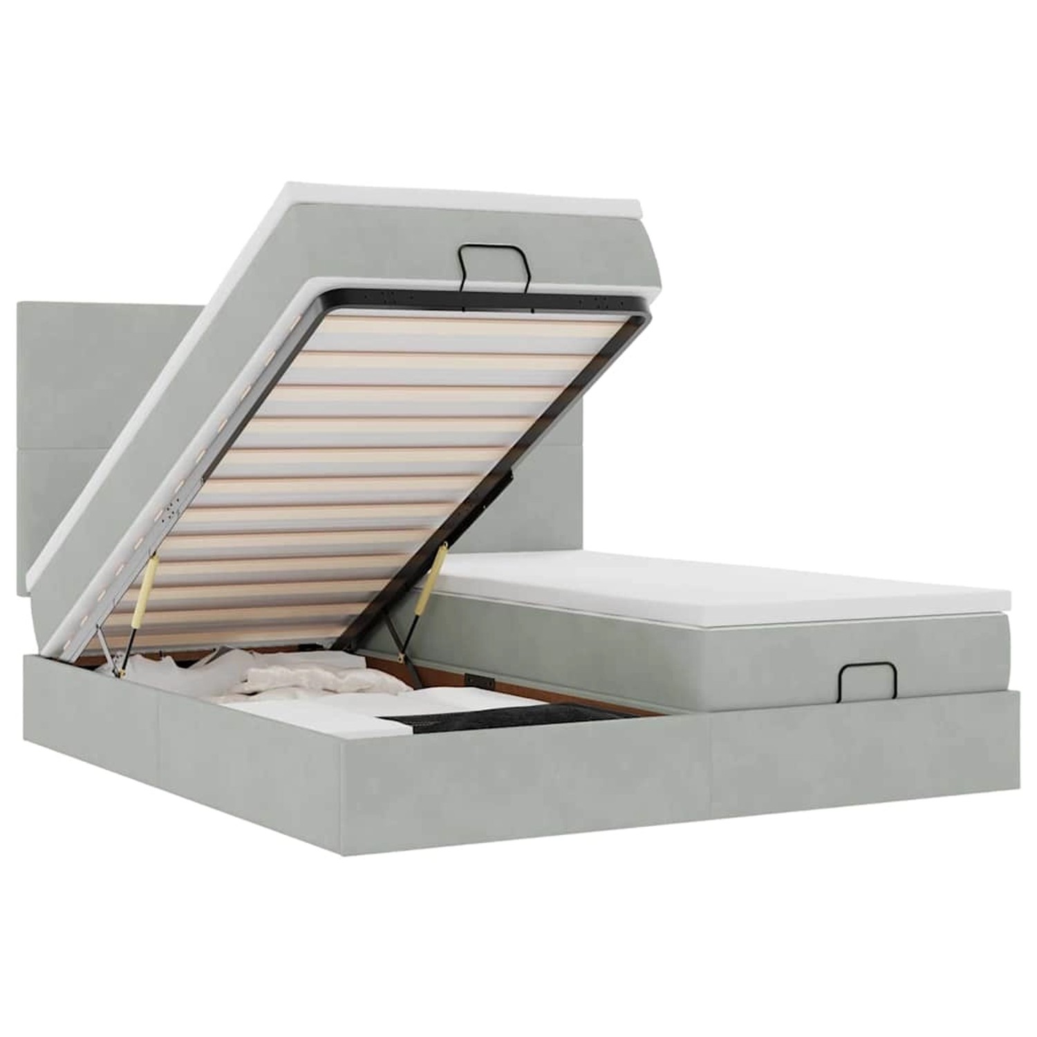 vidaXL Ottoman-Bett mit Matratzen & LEDs Hellgrau 180x200 cm Samt 3314603 vidaXL Ottoman-Bett mit Matratzen & LEDs Hellgrau 180x200 cm Samt 3314603 von VIDAXL