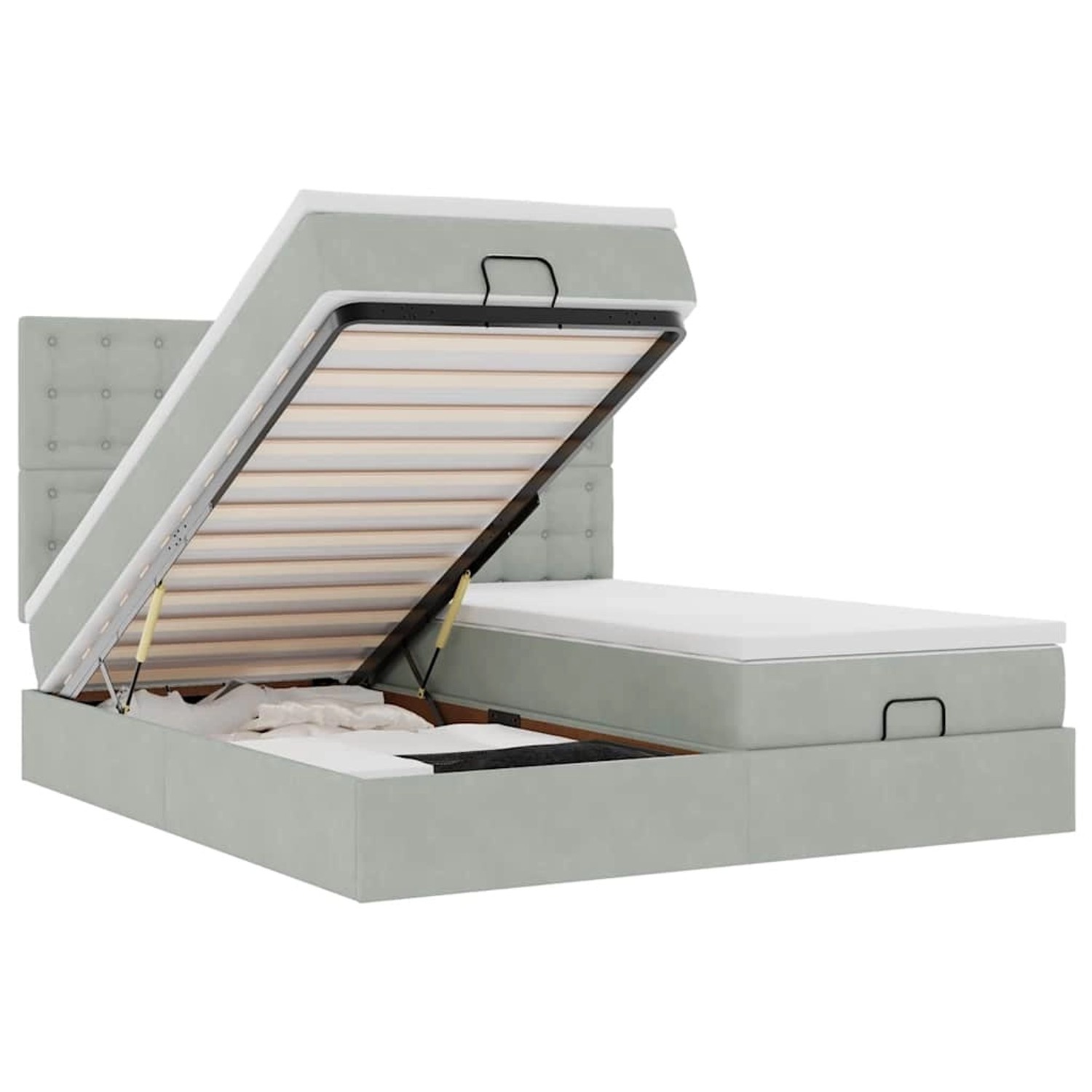 vidaXL Ottoman-Bett mit Matratzen & LEDs Hellgrau 180x200 cm Samt 3314657 vidaXL Ottoman-Bett mit Matratzen & LEDs Hellgrau 180x200 cm Samt 3314657 von VIDAXL