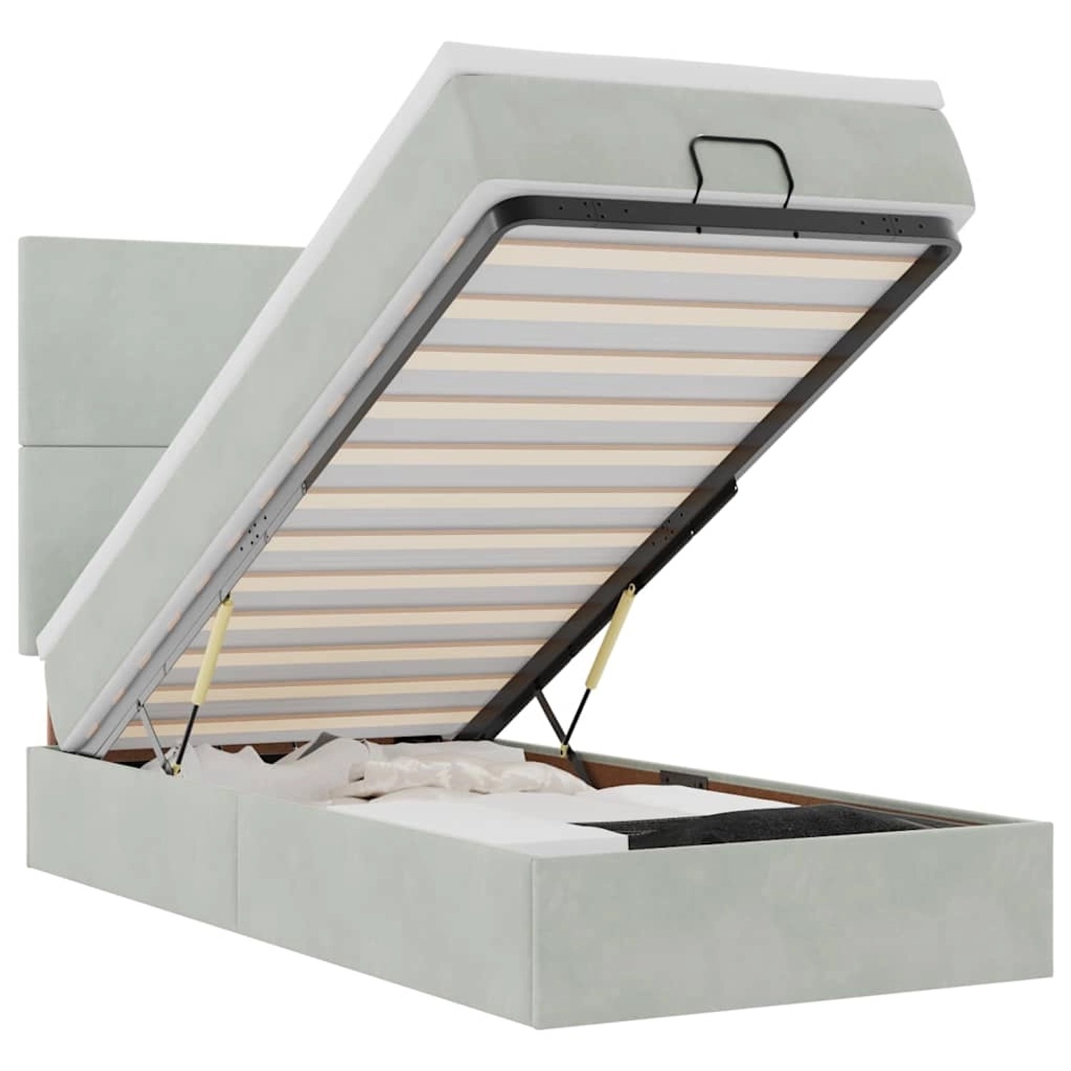 vidaXL Ottoman-Bett mit Matratzen & LEDs Hellgrau 90x200 cm Samt 3314222 vidaXL Ottoman-Bett mit Matratzen & LEDs Hellgrau 90x200 cm Samt 3314222 von VIDAXL