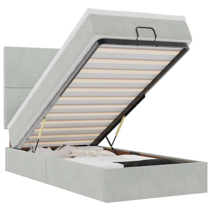 vidaXL Ottoman-Bett mit Matratzen & LEDs Hellgrau 90x200 cm Samt 3314222 vidaXL Ottoman-Bett mit Matratzen & LEDs Hellgrau 90x200 cm Samt 3314222 von VIDAXL