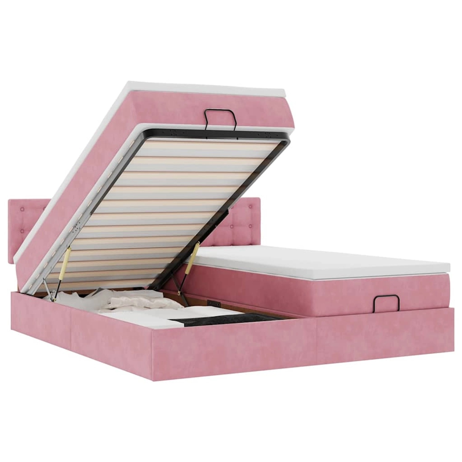 vidaXL Ottoman-Bett mit Matratzen & LEDs Rosa 200x200 cm Samt 3312970 von VIDAXL