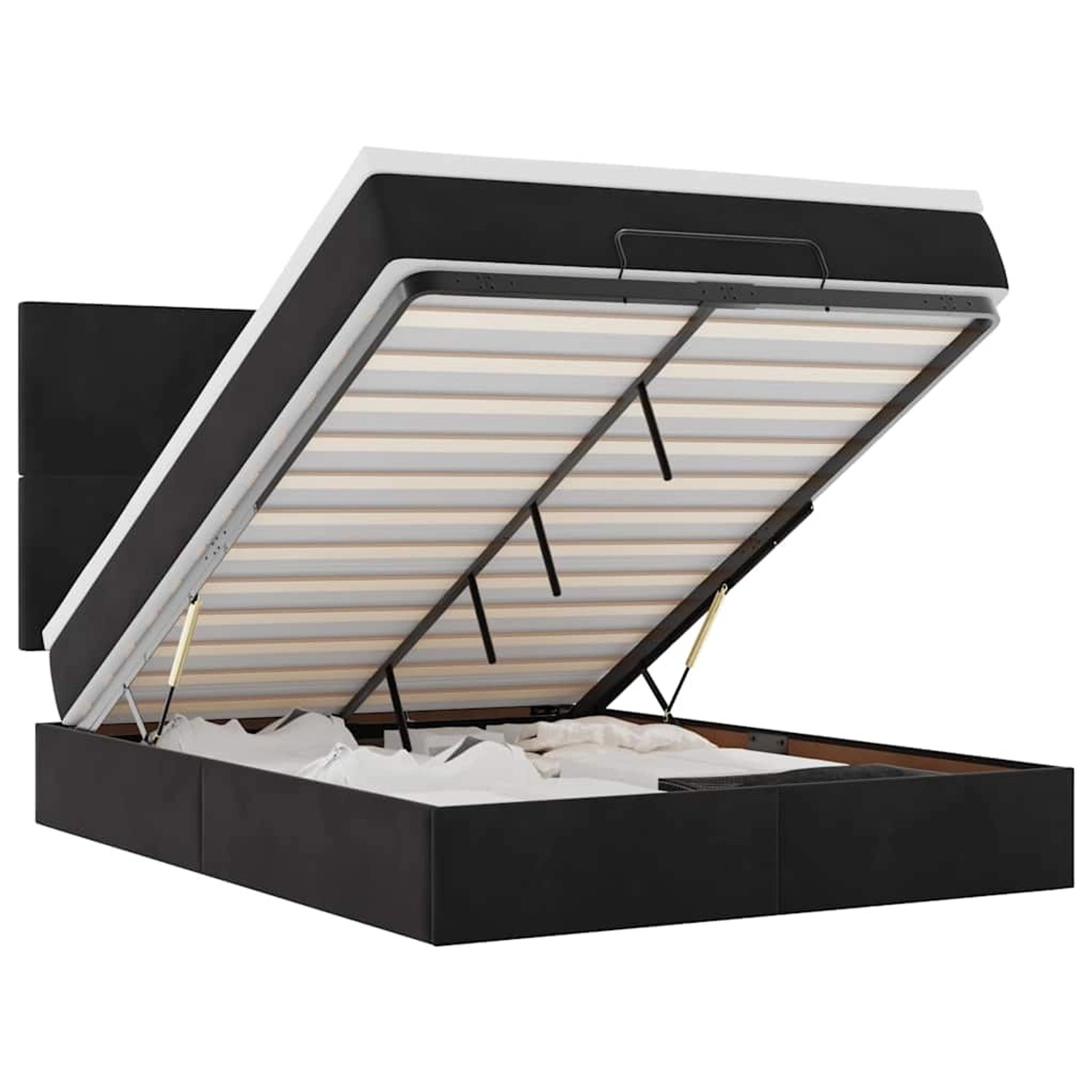 vidaXL Ottoman-Bett mit Matratzen & LEDs Schwarz 140x190 cm Samt 3314248 vidaXL Ottoman-Bett mit Matratzen & LEDs Schwarz 140x190 cm Samt 3314248 von VIDAXL