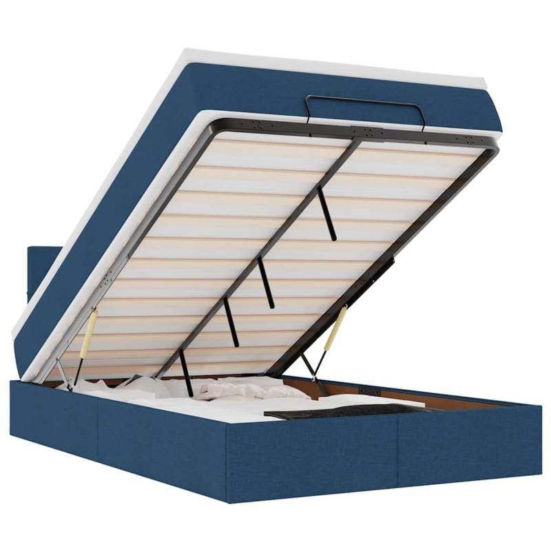 vidaXL Ottomane Bett mit Matratze & LEDs Blau 120x200 cm Stoff 3312304 vidaXL Ottomane Bett mit Matratze & LEDs Blau 120x200 cm Stoff 3312304 von VIDAXL