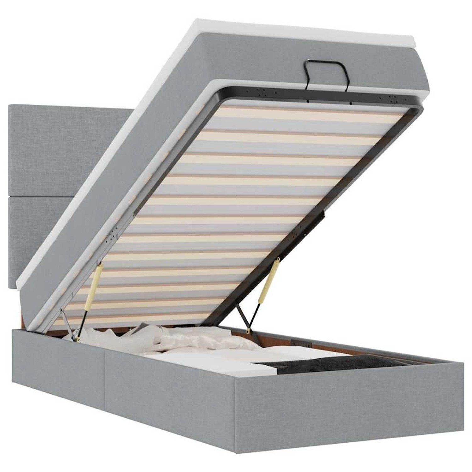 vidaXL Ottomane Bett mit Matratze & LEDs Hellgrau 90x200 cm Stoff 3313892 vidaXL Ottomane Bett mit Matratze & LEDs Hellgrau 90x200 cm Stoff 3313892 von VIDAXL