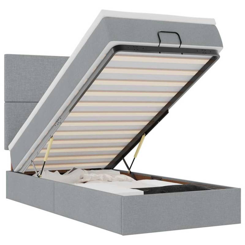 vidaXL Ottomane Bett mit Matratze & LEDs Hellgrau 90x200 cm Stoff 3313892 vidaXL Ottomane Bett mit Matratze & LEDs Hellgrau 90x200 cm Stoff 3313892 von VIDAXL