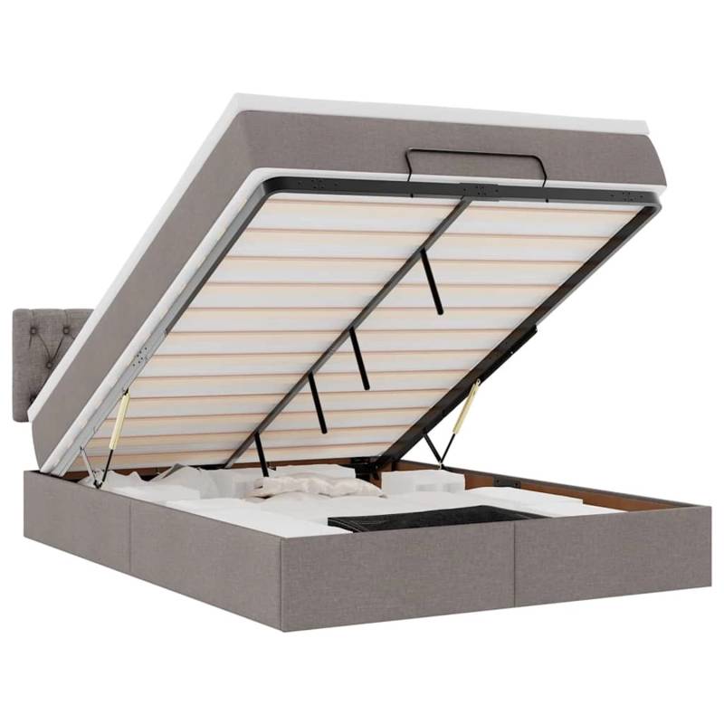 vidaXL Ottomane Bett mit Matratze & LEDs Taupe 140x200 cm Stoff 3312399 vidaXL Ottomane Bett mit Matratze & LEDs Taupe 140x200 cm Stoff 3312399 von VIDAXL