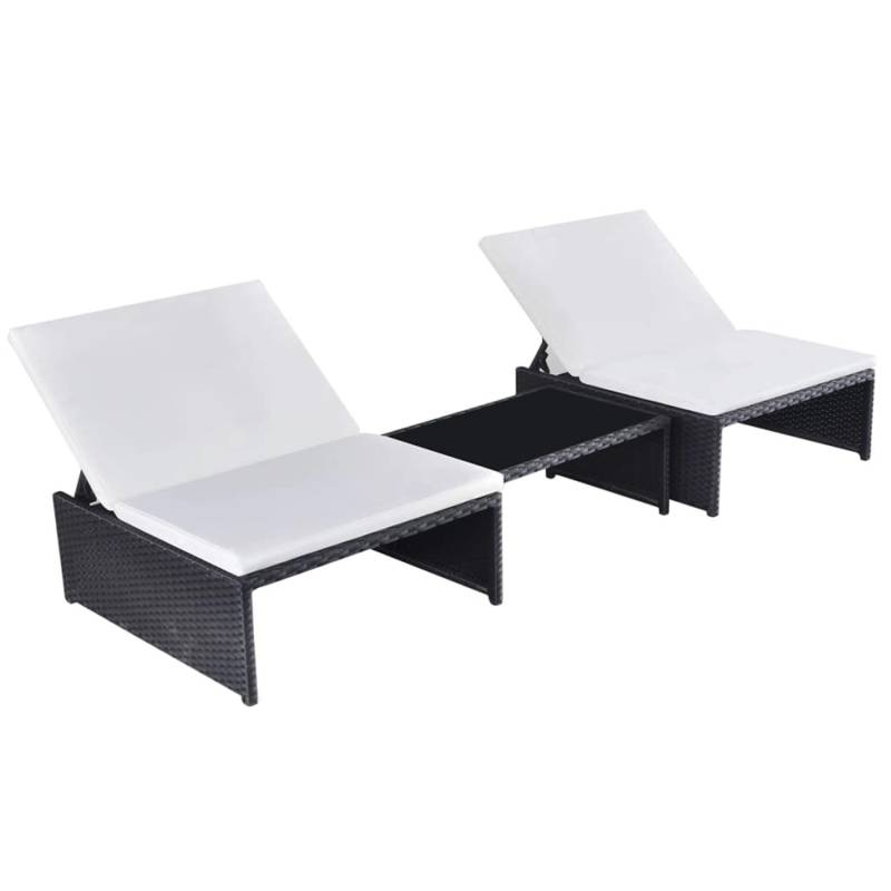 vidaXL Outdoor-Lehnstühle 2 Stk mit Tisch Schwarz Poly-Rattan 43069 von VIDAXL