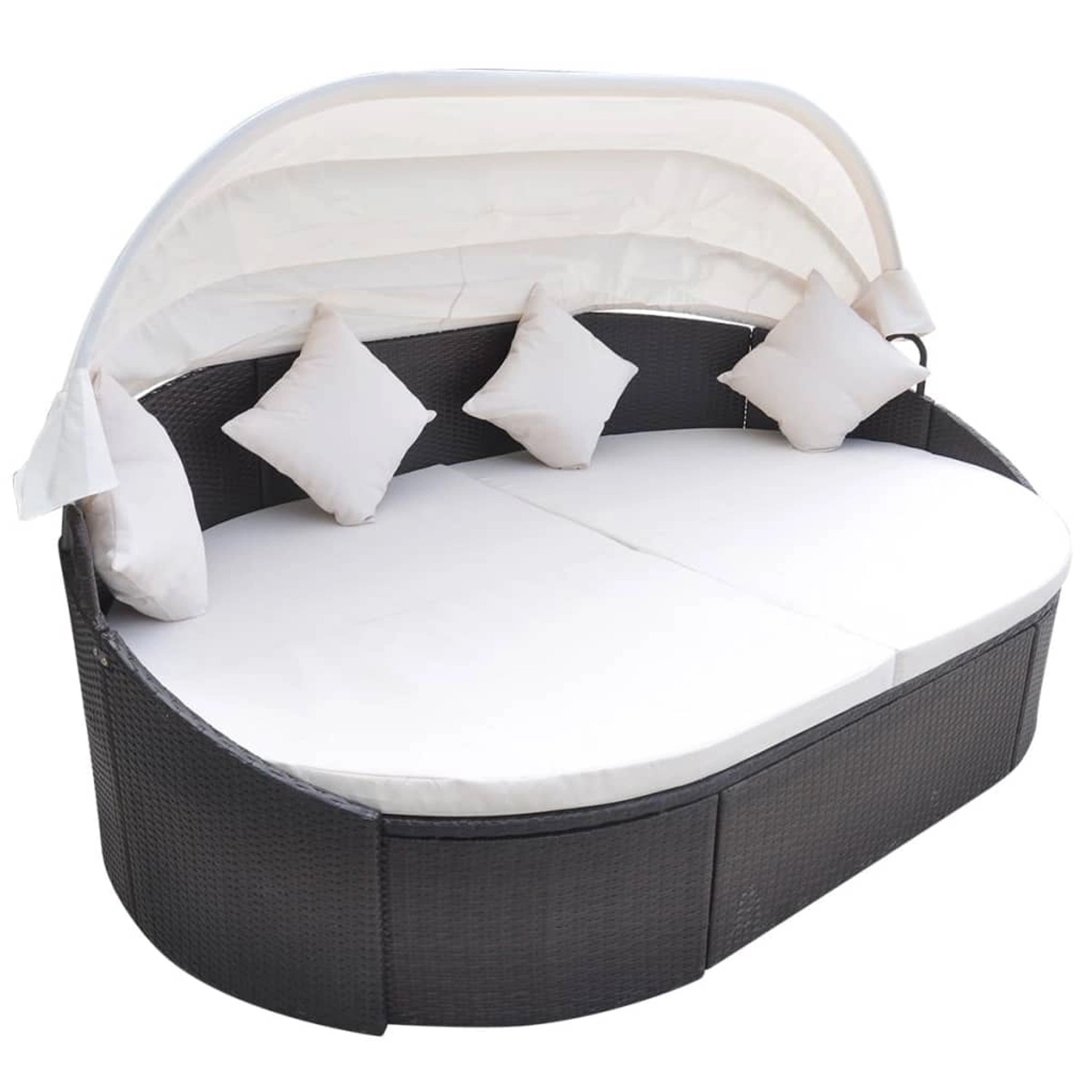 vidaXL Outdoor-Loungebett mit Dach Poly Rattan Braun vidaXL Outdoor-Loungebett mit Dach Poly Rattan Braun von VIDAXL