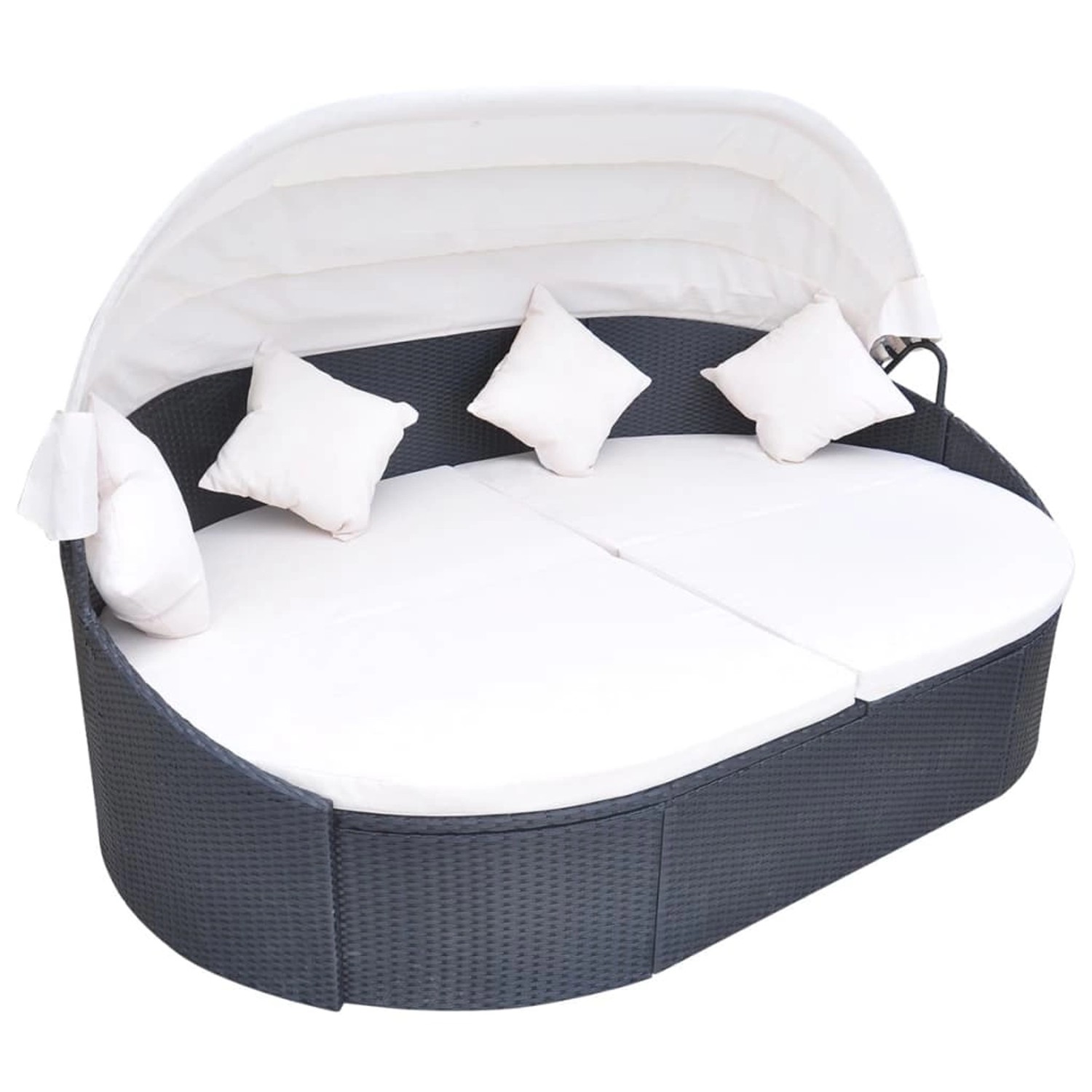 vidaXL Outdoor-Loungebett mit Dach Poly Rattan Schwarz vidaXL Outdoor-Loungebett mit Dach Poly Rattan Schwarz von VIDAXL